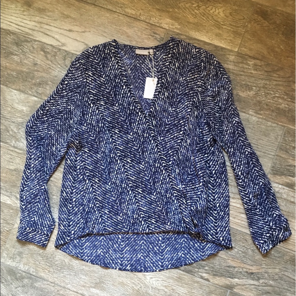 Patterned Ellie Kai Silk Surplice Blouse